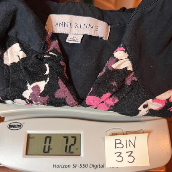 Anne Klein Womens XL Tunic Floral Print 3/4 Rolltab Sleeve Henley Neck - Picture 11 of 11